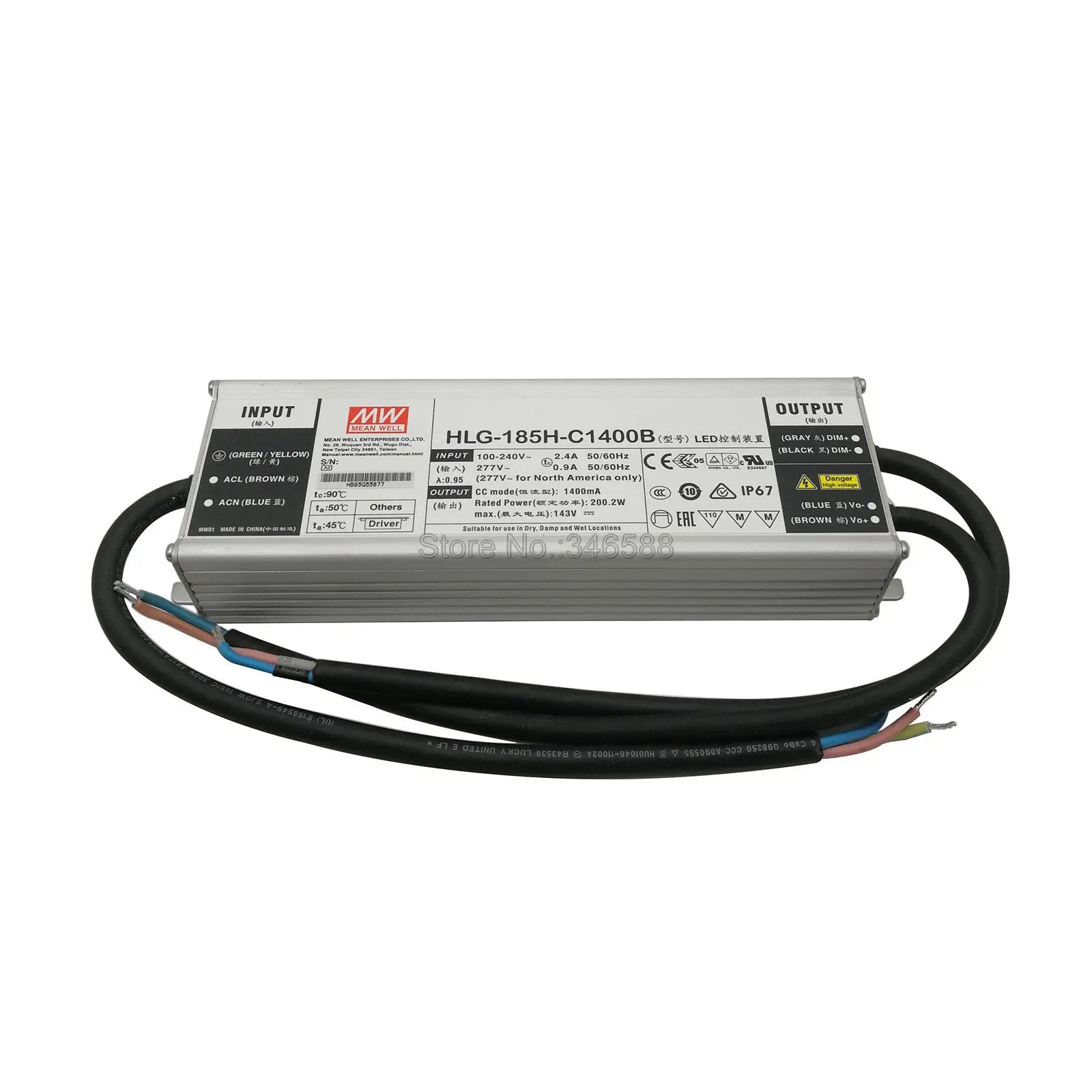 Светодиодный источник питания Meanwell HLG 185H C1400B 200 Вт с одним выходом мА для 4