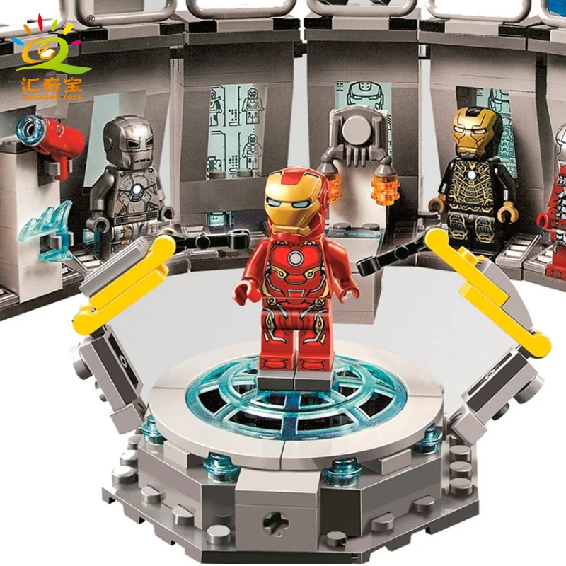 Legoed Супер герои Marvel 4 Железный человек зал доспехов Строительные блоки Набор