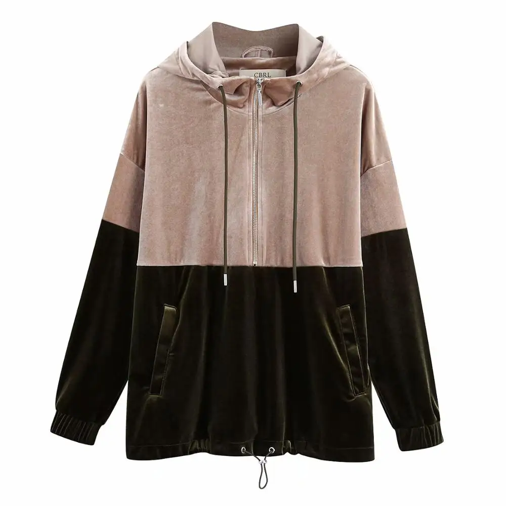 2019 Autumn Velvet Women's Suit Za Fashion Clothes Hoodies Pullover Patchwork Sweatshirt Sweatpants Hot Sale | Женская одежда