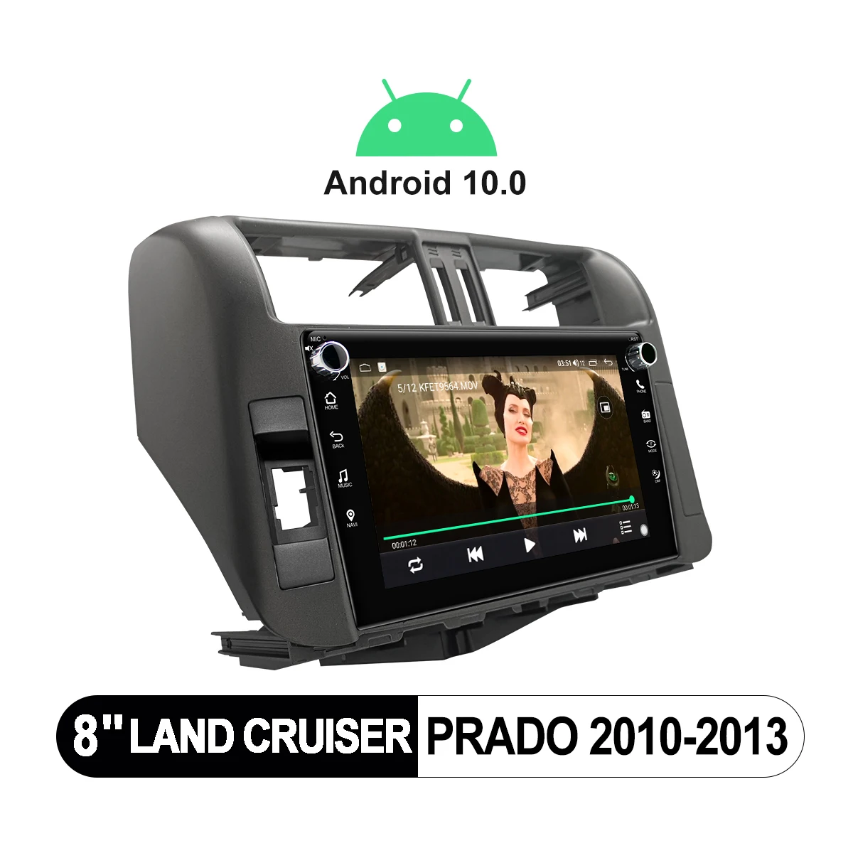 저렴한 라디오 1 Din 8 인치 헤드 유닛 자동차 멀티미디어 플레이어, 도요타 랜드 크루저 프라도 2010-2013 안드로이드 자동 무선 카플레이 오토라디오