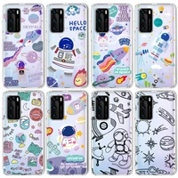 astronaut cute case for huawei p40 p30 p20 mate 30 20 pro lite case for honor 30 30s 20 10 lite pro p smart 2020 2021 silicone