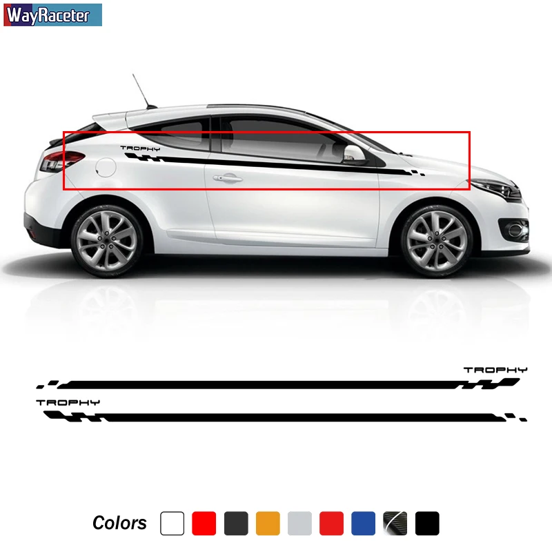2 шт. стикер в полоску для спортивных гонок наклейка на талию Renault Megane 3 4 Cabriolet RS Trophy