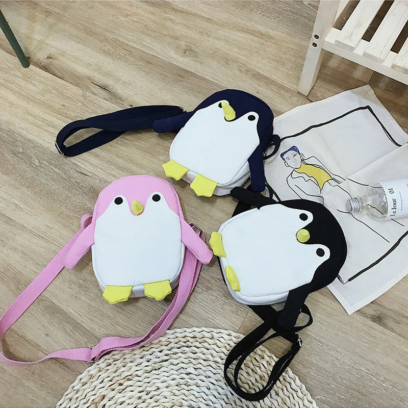 

Мультфильм маленькая сумка женская для милых девочек Пингвин холст мобильный телефон сумка для женщин, сумки на плечо, через плечо
