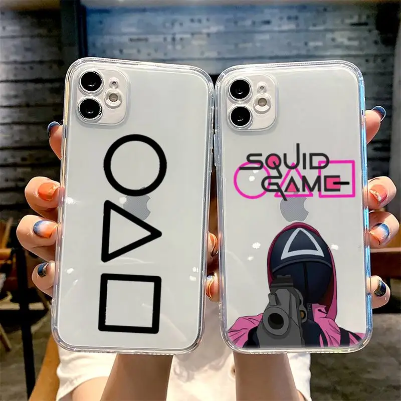 

Squid Game Phone Case For iphone 13 12 11 8 7 plus mini x xs xr pro max Transparent soft