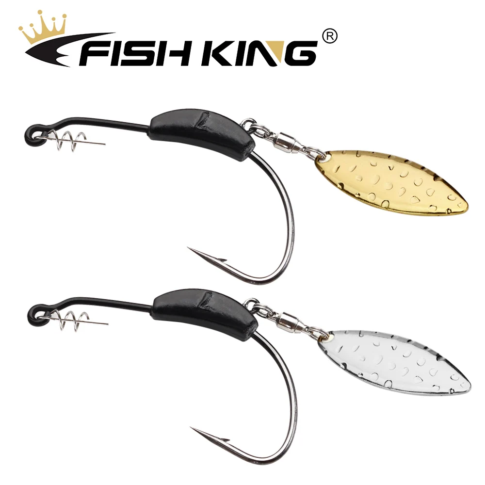 

FISH KING 1pcs Exposed Jig Head Wide Crank Head Barbed Hook 2g-9g Offset Fishing Hook Fish Hooks for Texas Rigs Fishing Tackle