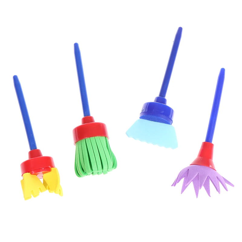 

Hot sale 4Pcs/set Creativity DIY Sponge Drawing Paint Brushes Graffiti Toys Painting Creative Gift Toys for Children Stamps Toys