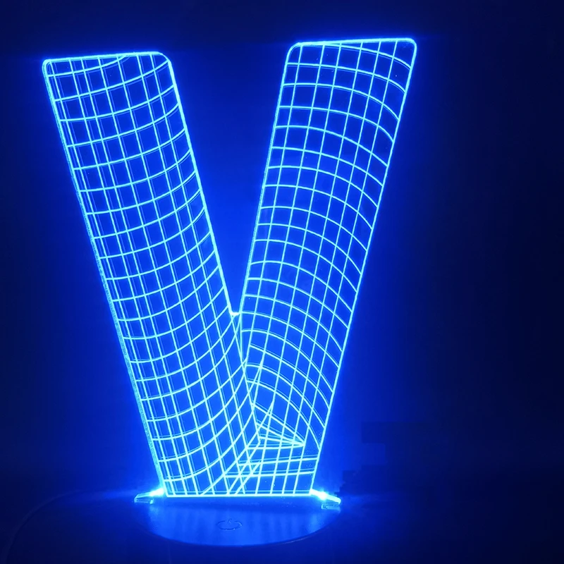 3D лампа 3 D сетки буквы V новинка подарок для детей сенсорный Сенсор голограмма