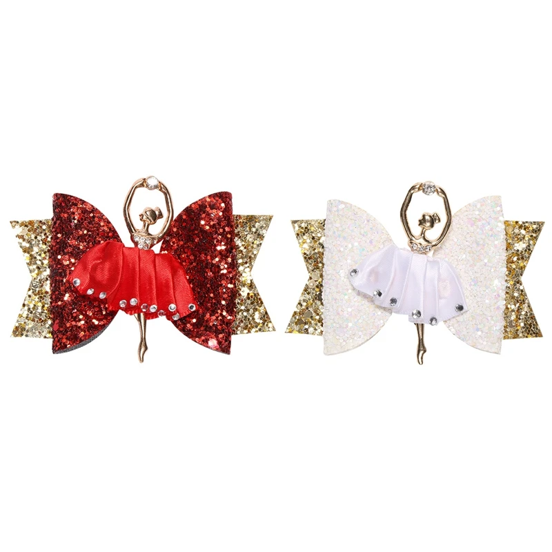 2 шт. Стразы балетная Девушка Бант Шпилька с зажимами блестящая кожа шпильки для