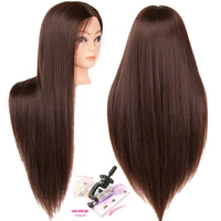mannequin head dolls for hairdressers 65 cm synthetic black long hair hairstyles female hairdressing styling training head thick