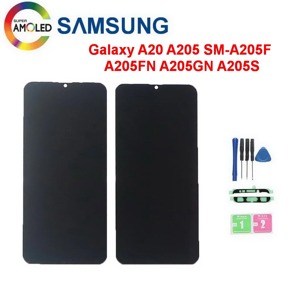 Оригинальный AMOLLED для Samsung Galaxy A20 A205 SM-A205F ЖК-дисплей экран дигитайзер Замена A205FN
