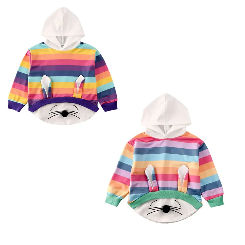 От 2 до 7 лет милые толстовки для маленьких девочек с рисунком радуги пальто