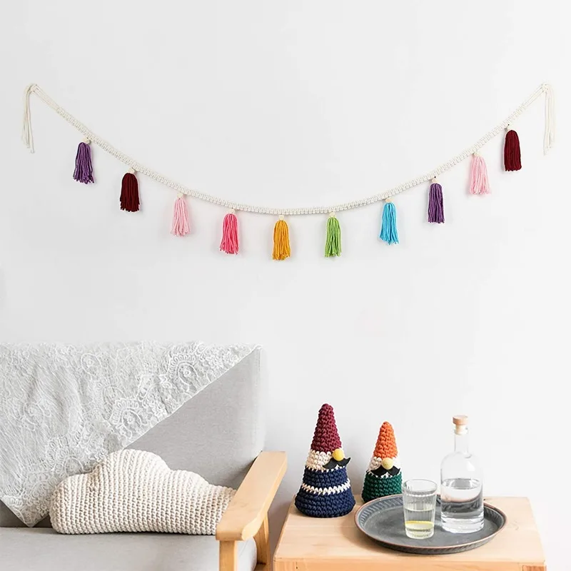 Плетеная корзина с кисточками макраме декоративная настенная Подвеска для