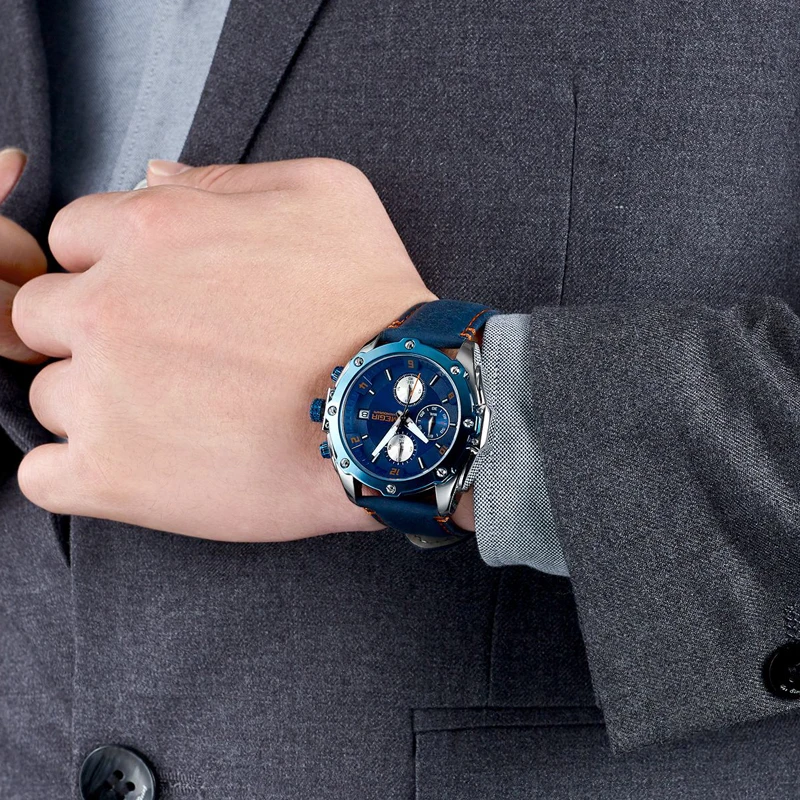 Часы MEGIR Мужские кварцевые с хронографом креативные деловые армейские в стиле