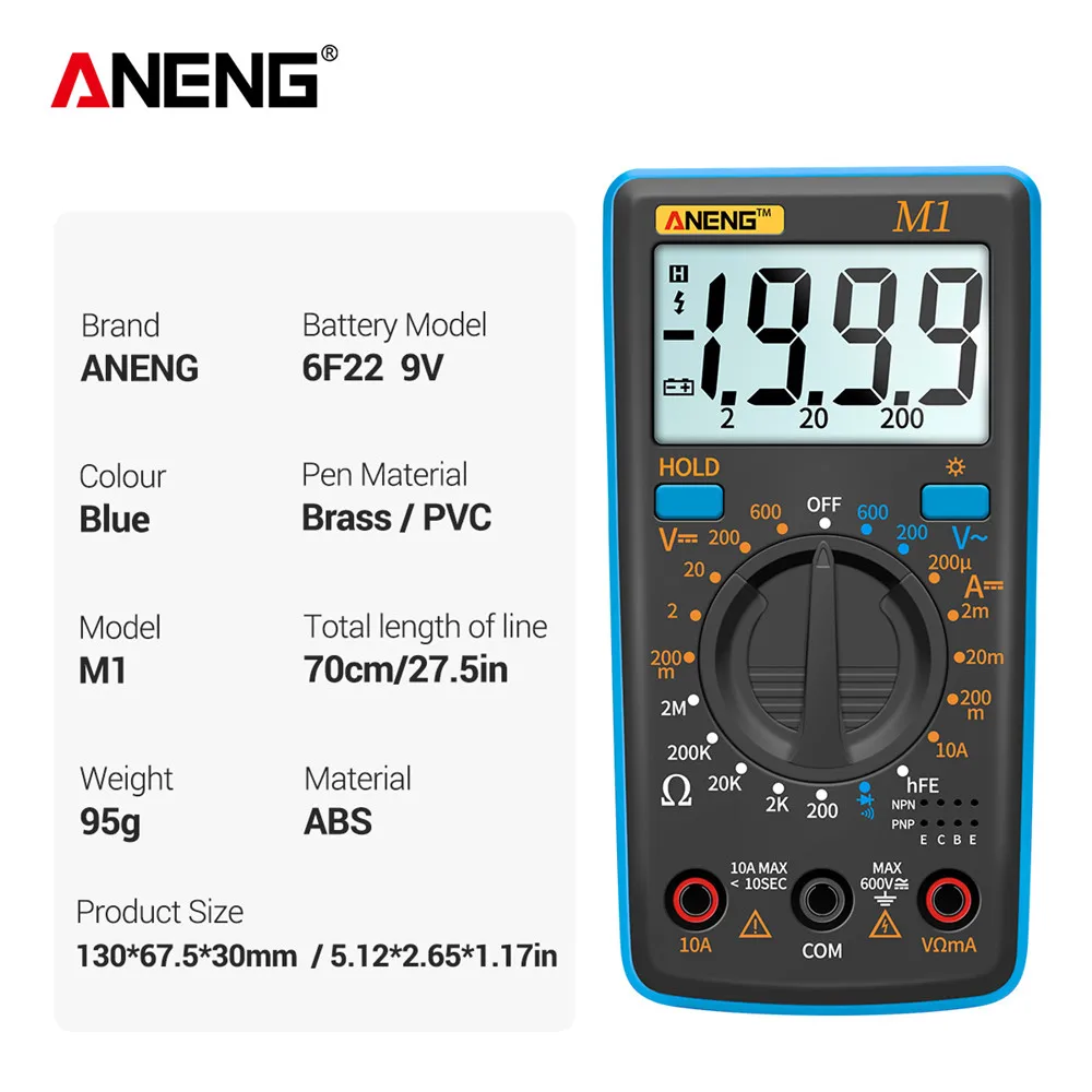 

ANENG M1 Digital Multimeter esrMeter Multimetro Tester True Rms Digital Multimeter Testers Multi Meter Richmeters Dmm 400a 10A