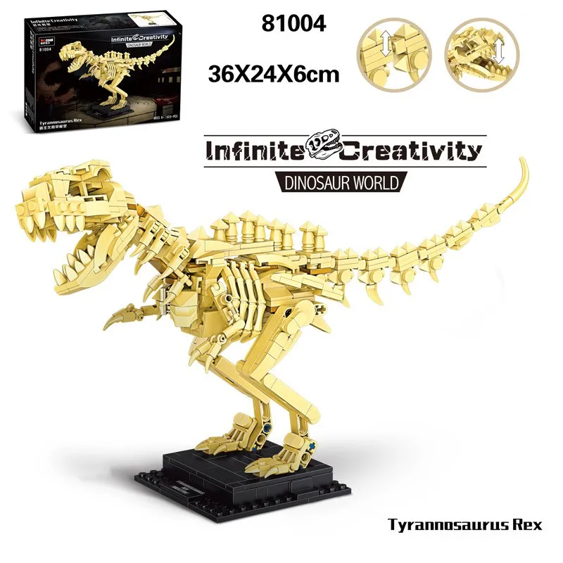 

Jurassic Dinosaur World Park Series T-rex Triceratops Skeleton Building Blocks Indominus Rex Dino Fossil Bricks Toys Kids Gifts