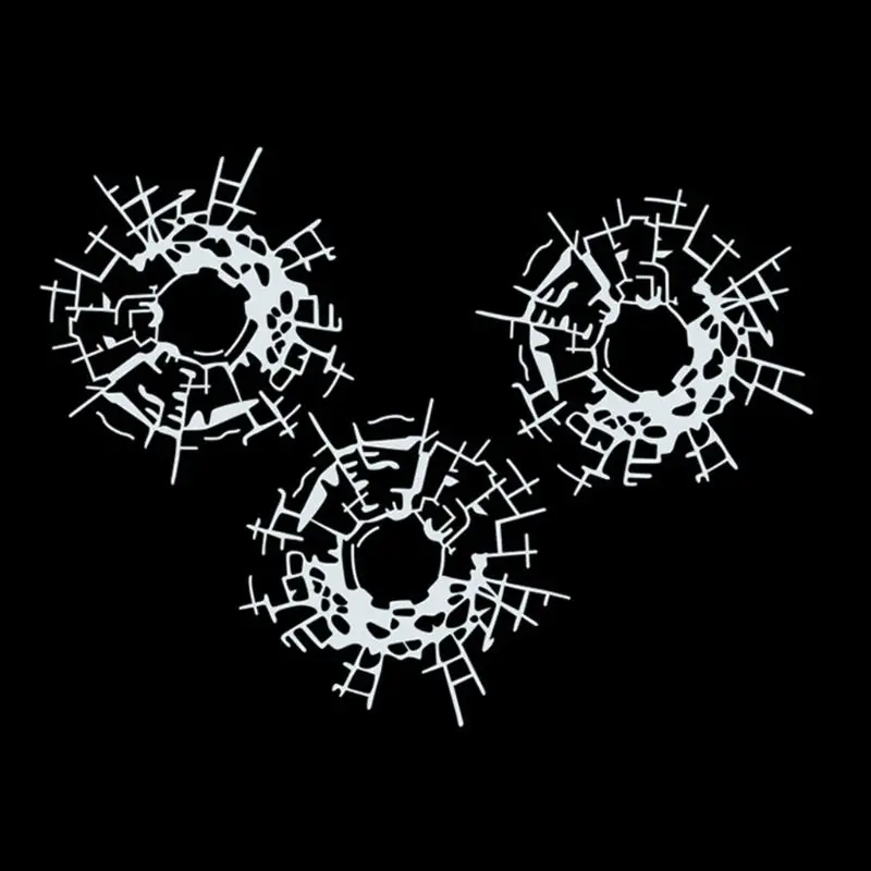 

X7AE 3Pcs/Set 18cm*13.5cm Bullet Holes Glass Art Car Stickers Car-styling Decal