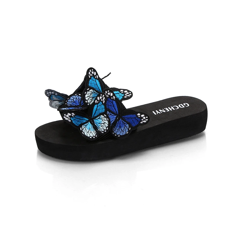 

2020 new personality butterfly flower wear flat open toe suede slippers children