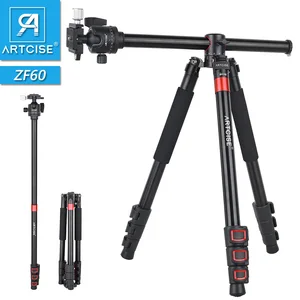 zf60 profissional horizontal tripod for camera with faster flip lock 63 160cm max camera stand aluminum cnc better than q999h free global shipping