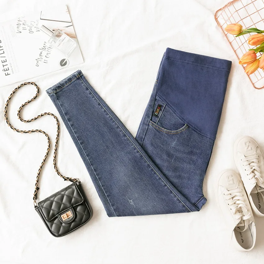 Осенне-зимние новые джинсы для беременных женщин модные эластичные удобные |