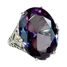 Большое овальное фиолетовое кольцо с кристаллом циркония для женщин винтажное модное розовое золото заполненное черным камнем обручальное кольцо подарок для матери