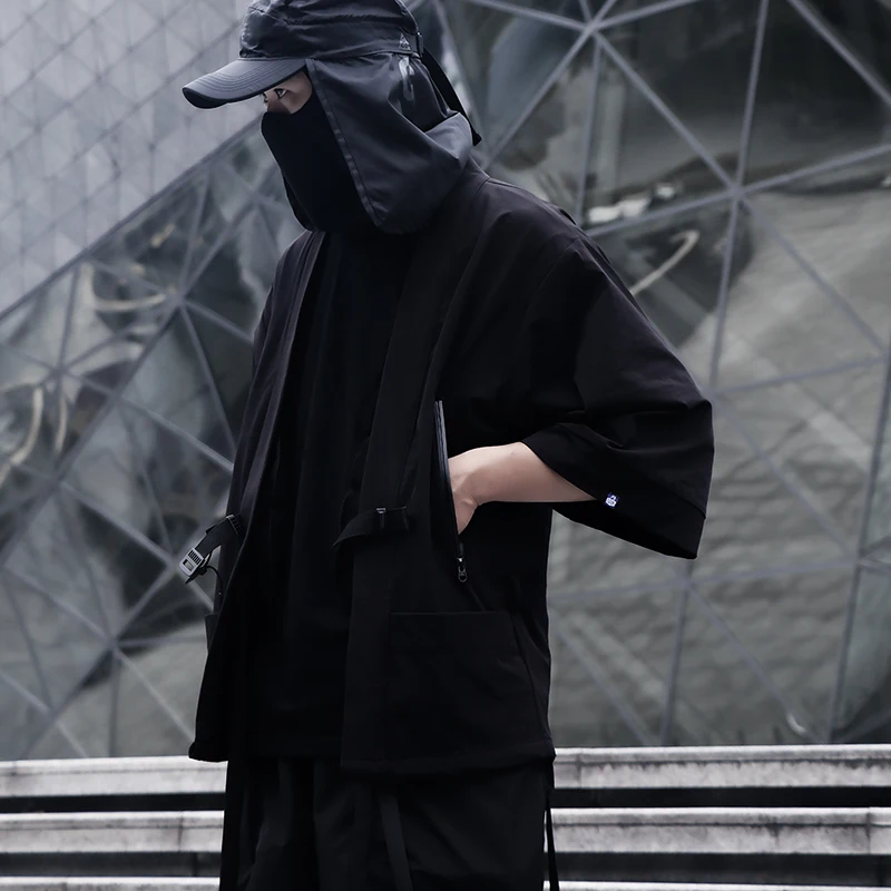 Кимоно-куртка с двумя карманами теквир одежда techwear noragi whrs ninjawear darkwear в японском