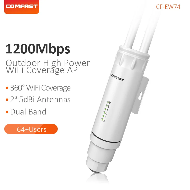 Высокомощный наружный Беспроводной Wi-Fi репитер COMFAST AP 1200 Мбит/с роутер с широким