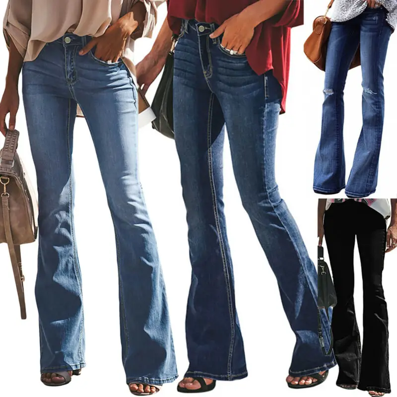 

Women Bootcut Jeans Stretch Flared Denim Ladies Trousers Long Pants Size 8-18