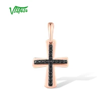 vistoso pure 9k 375 rose gold pendant for women black spinel cross pendant glamorous classic trendy gifts party fine jewelry