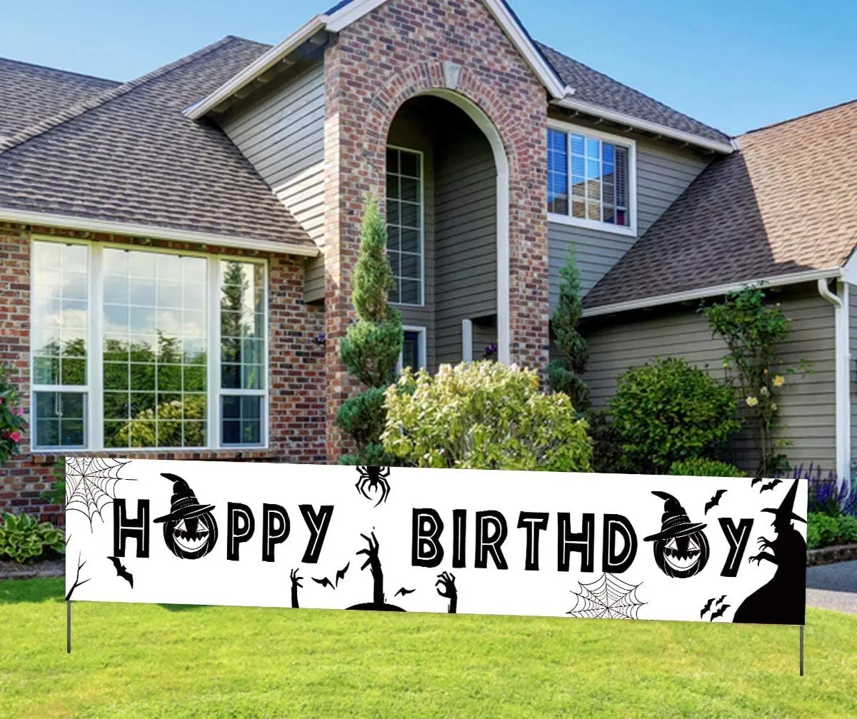 

Баннер на день рождения на Хэллоуин, баннер на день рождения, Смешные украшения на Хэллоуин, товары для дома и улицы