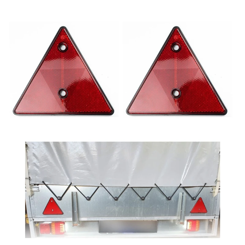 

D7YA Tail Rear Back Marker Indicator Triangle Automotive Reflector for Car Van Truck Trailer - Red - Pack of 2