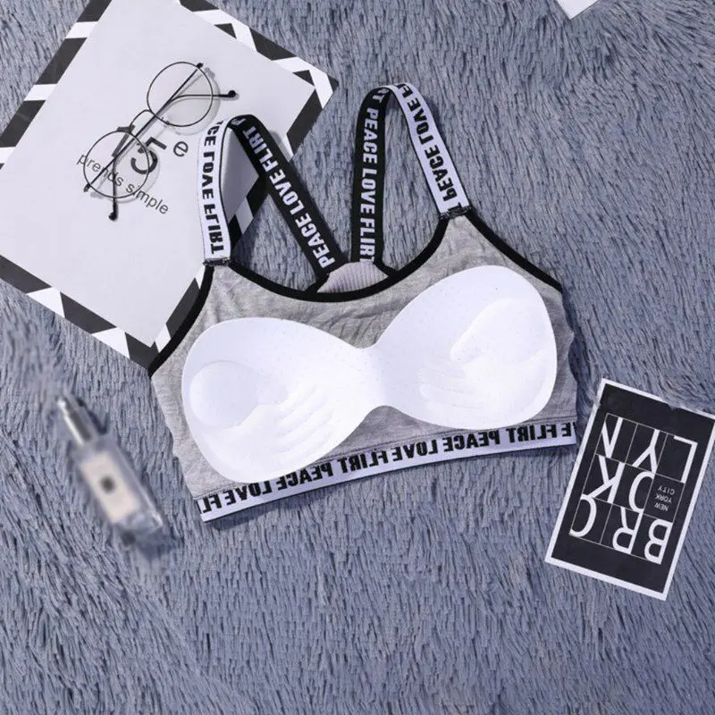 Для женщин широкий надписи бретели спортивный бюстгальтер Бесшовные
