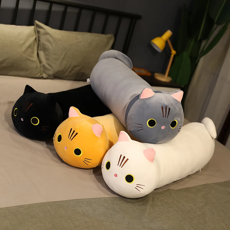 

Kawaii Cat plush Pillow Kitten Cushion Soft Colorful Stuffed Toys Gray Black White Doll Houseware Gifts for Girlfriend
