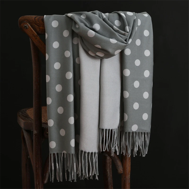 

New arrival fashion temperament ladies high quality knit soft warm thick long scarf women tassel outdoor sweet shawl Dot pattern