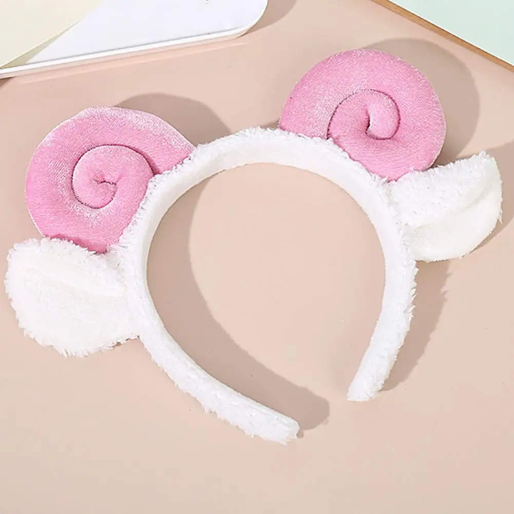 

Fleece Women Cute Fashion Cartoon Sheep Horn Lamb Ear Headband Wash Face Hair Hoop Headwear Hair Accessories