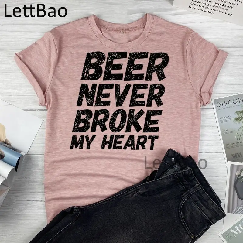 

Beer Never Broke My Heart Women T-shirts Aesthetic 90s Fashion T Shirts Women Harajuku Ullzang Streetwear Cotton Tops Tees