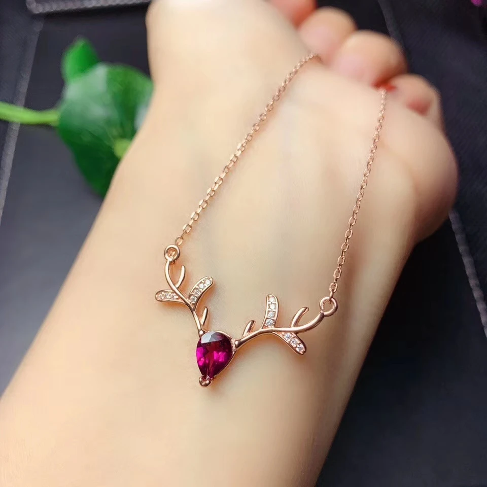 Ожерелье из серебра 925 пробы с цветным драгоценным камнем|Подвески| |