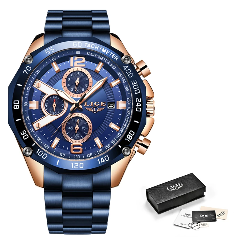 

Watch Men 2020 Fashion Blue Mens Watches Top Brand Luxury Military Big Dial Watch For Man All Steel Waterproof Quartz Wristwatch