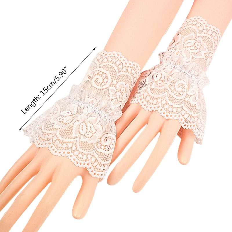

Hollow Crochet Floral Lace Wrist Cuffs Ruffles Detachable Fake Sleeves Bracelet