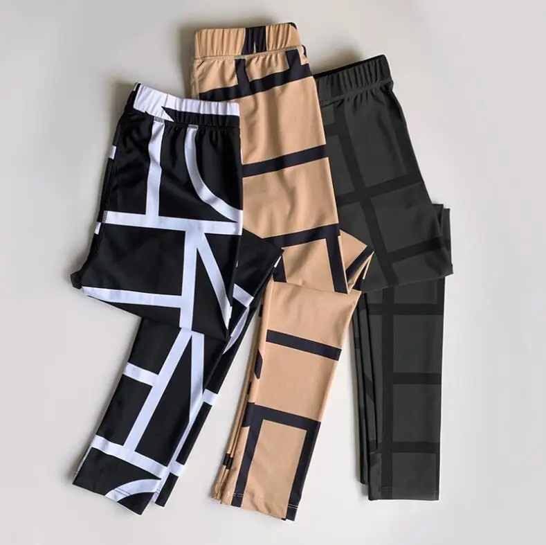 Женские леггинсы с геометрическим рисунком высокие эластичные женские модные