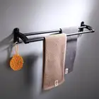 Черное настенное алюминиевое Двухслойное полотенце для ванной комнаты, вешалка для кухни, аксессуары для ванной комнаты, держатель для полотенец