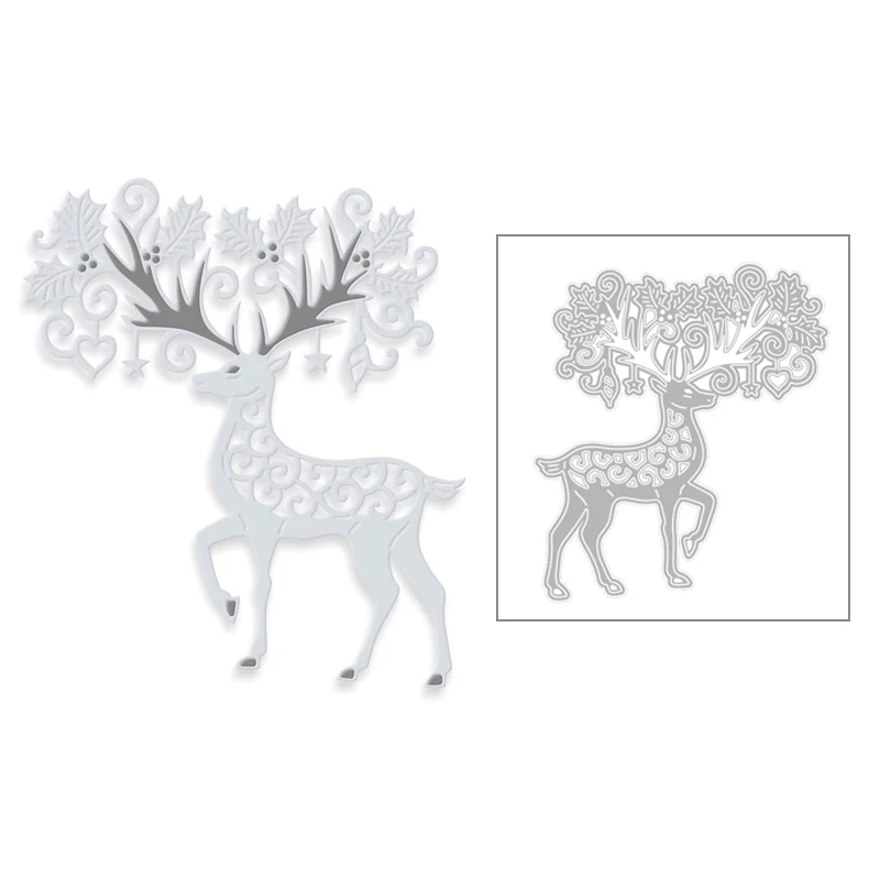 

2020 New Christmas Animal Reindeer Metal Cutting Dies Iris Flowers and Leaves Die Scrapbooking For Crafts Card Making No Stamps