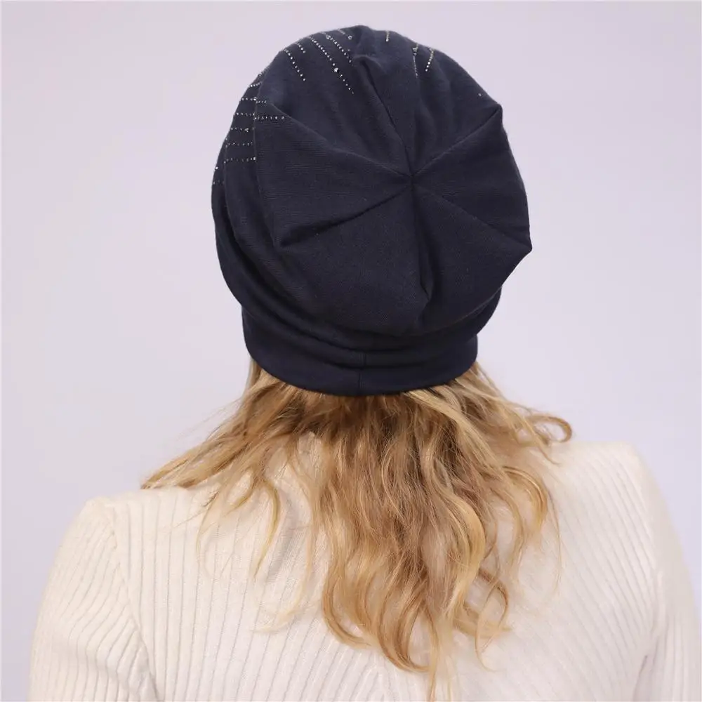 Стразы beanies turban головные уборы для женщин эластичные мягкие хлопковые шапки бини шапки Женская мода шапки сплошной цвет весна-осень шляпа