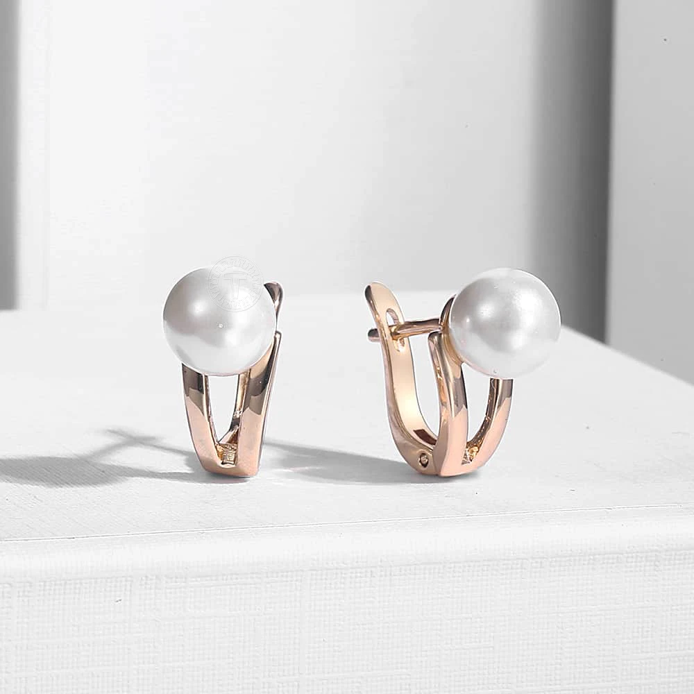 Женские серьги гвоздики из розового золота 585 пробы|Серьги-гвоздики| |