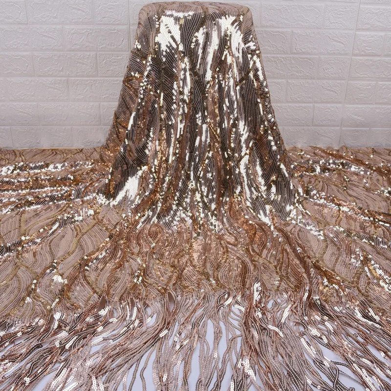 Высококачественная африканская кружевная ткань с кисточками и блестками