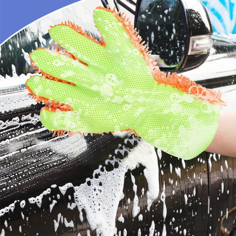 

1 шт., двусторонние перчатки для мойки автомобиля, 5 пальцев