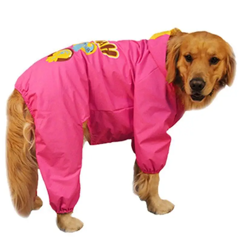 Four Legs Hooded Big Dog Raincoat Waterproof Clothes for Golden Labrador Spaniel Small Medium | Дом и сад