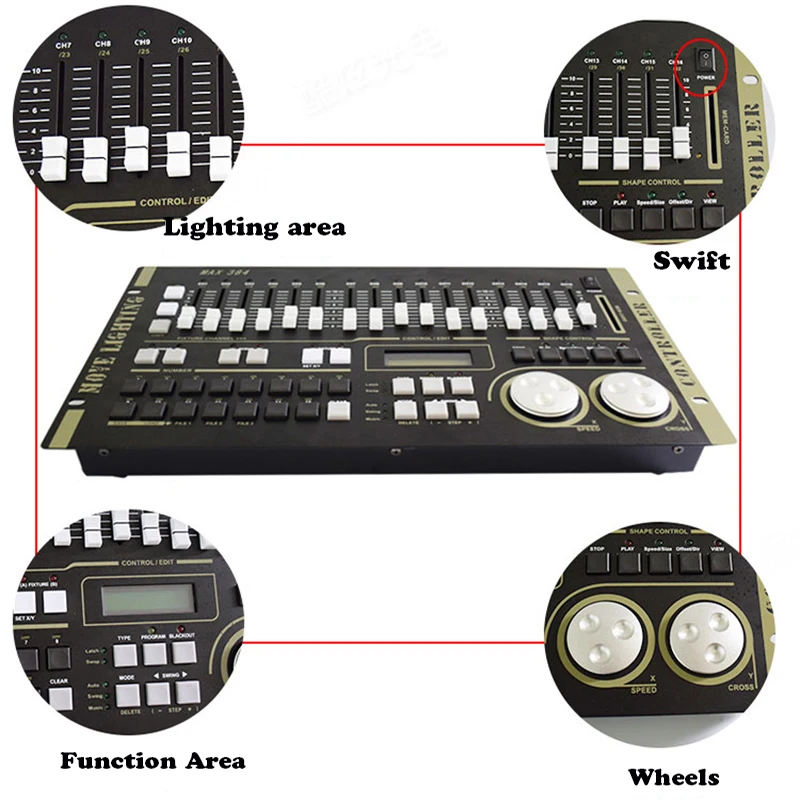 Max 384 DMX контроллер с встроенной программой Master консоль для XLR-3 Led Par Beam движущаяся
