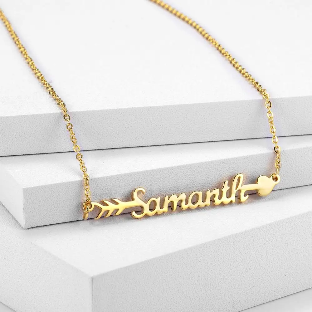 

Zciti пользовательское имя ожерелье из нержавеющей стали Персонализированная стрела по имени Сердце Золотое колье Ожерелье Подвеска именная...