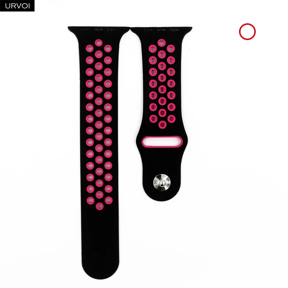Black Pink Blast URVOI, спортивный ремешок для Apple Watch, Nike+ series 54 321, силиконовый ремешок для iwatch, дышащий, весна, новые цвета, 38, 40, 42, 44 мм - Цвет ремешка: Black Pink Blast