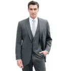 Красивые темно-серые мужские костюмы, Классические свадебные, вечерние, деловые, для жениха, облегающие смокинги (пиджак + жилет + брюки)